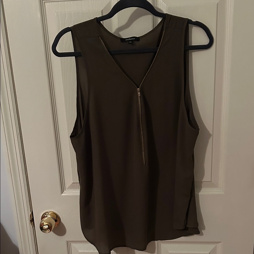 Ambiance Sleeveless Top in Deep Olive/hunter green